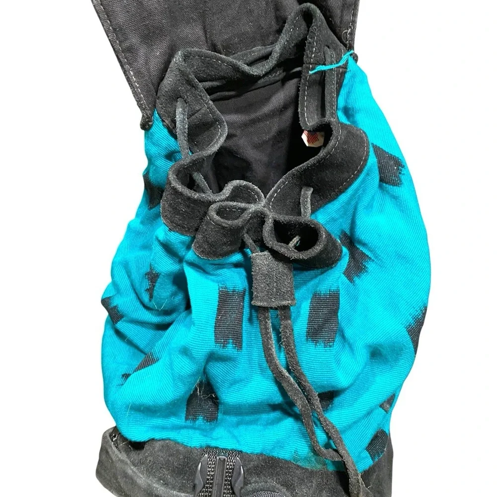 Vintage 90s Y2K LEI Black Faux Leather Suede Mini‎ Backpack Bag w Wallet Pocket